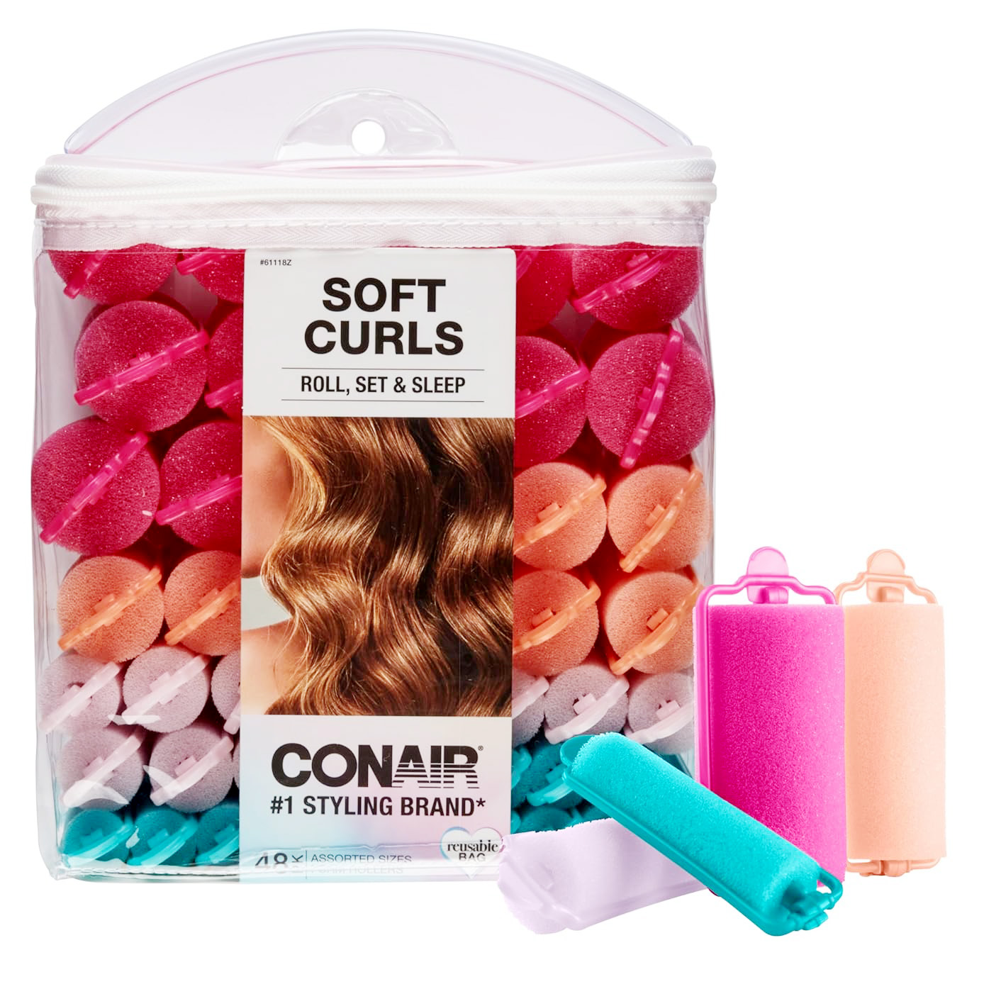 Sponge foam hair rollers with plastic clip closures, used for vintage overnight curl sets