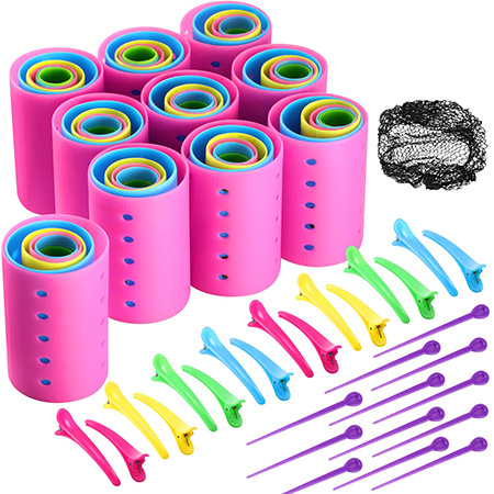 Magnetic rollers in various sizes, smooth plastic with hollow centers for structured wet sets