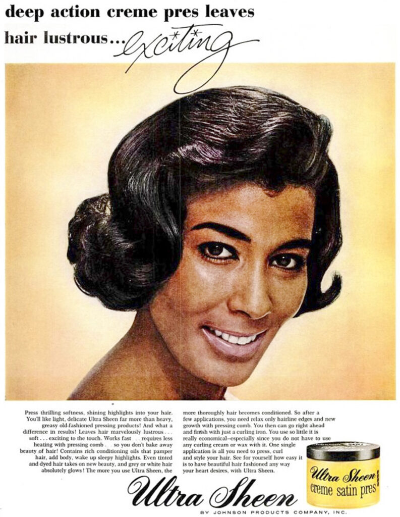 The 1960s Bubble Flip Hairstyle Vintage Hairstyling   Ebony April 1965 African American 1960s Hairstyle Ultra Sheen Advertisement 793x1024 