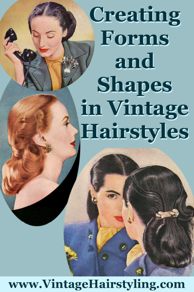 1940s creating forms and shapes in vintage hairstyles woman with black hair