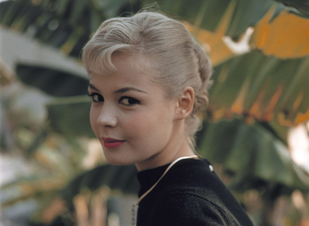 Sandra Dee  in the early 1960s with her blond hair pulled back