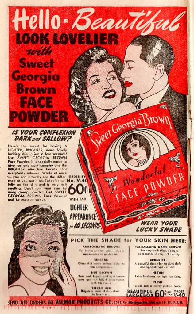Sweet Georgia Brown Face Powder Advertisement 1940s WWII makeup African American