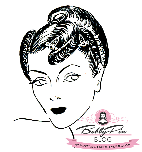 drawing 1940s woman hairstyle with jewel clips