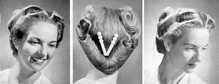 1940s V for Victory Hairstyle with roll and hair waves