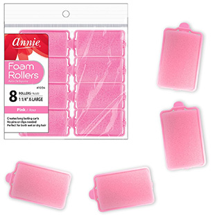 Sponge foam hair rollers with plastic clip closures, used for vintage overnight curl sets