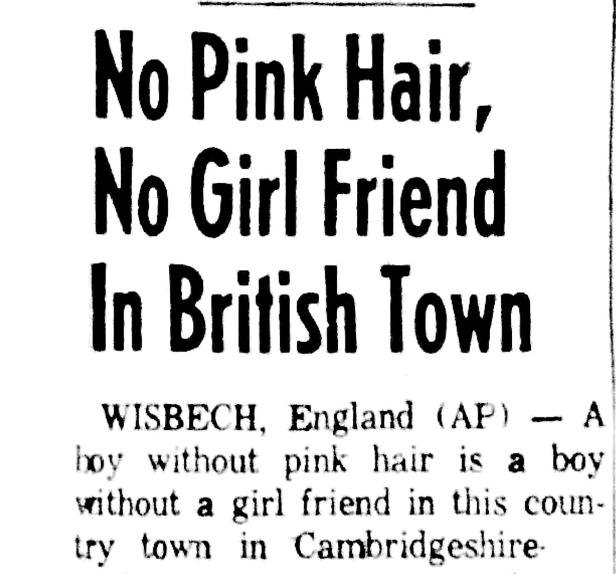 1960 newspaper article about pink hairspray for boys united kingdom 