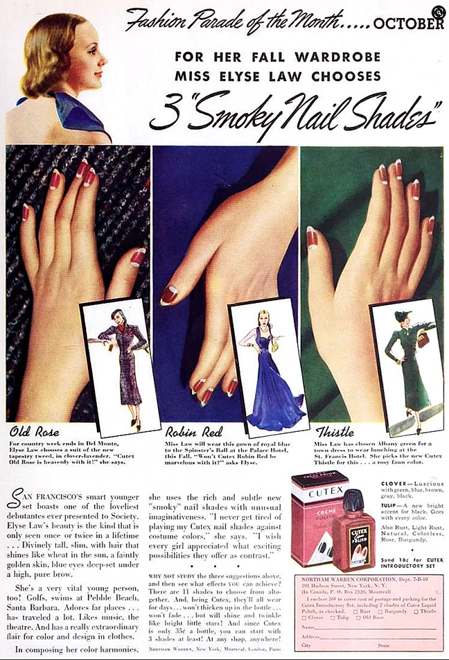 cutex nail polish advertisement 1930s