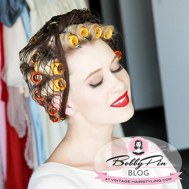 woman wearing Magnetic rollers in various sizes, smooth plastic with hollow centers for structured wet sets