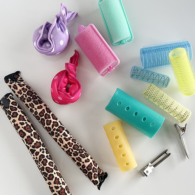 Variety of hair curlers for styling vintage hair