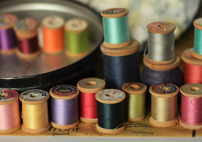 spools of sewing thread